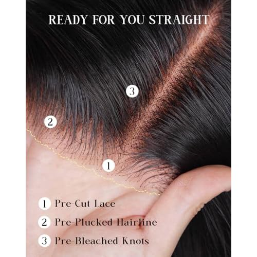 Arabella 6X5 Wear and Go Glueless Wigs Human Hair Pre plucked Pre Cut + High Density 220% Salon-Quality Loose Deep Wave Closure Wigs Human Hair Pre Plucked Pre Bleached Pre Cut Glueless Wig£¨22Inch£©