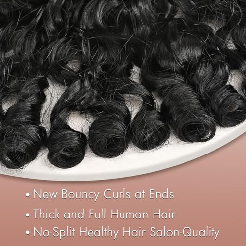 Bouncy Curly Wig Human Hair with Spiral End, 13x4 Lace Frontal Burmese Curly Bob Wigs, Water Wave Brazilian Pre Plucked Wigs for Black Women Natural Color 16 Inch