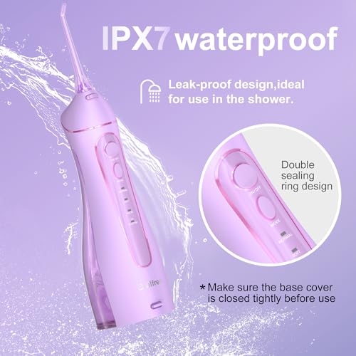 Oralfree Water Dental flosser Teeth Picks - Braces Cordless Oral Irrigator Portable Rechargeable Travel Irrigation Cleaner IPX7 Waterproof Electric Professional Flossing Teeth Cleaning for Home