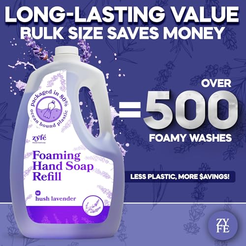 Lavender Hand Soap Refills Foam, 64oz Liquid Hand Soap Foam Refill in Recycled Bottle, Natural Handwash Refill with Essential Oils, Biodegradable & Moisturizing