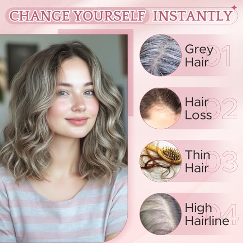 Hair Toppers for Women Real Human Hair with No Bangs 3.1¡¿3.9 Inch Silk Base Clip-In Topper Natural Looking Hairpieces for Women£¨14 Inch,Light Grey£©