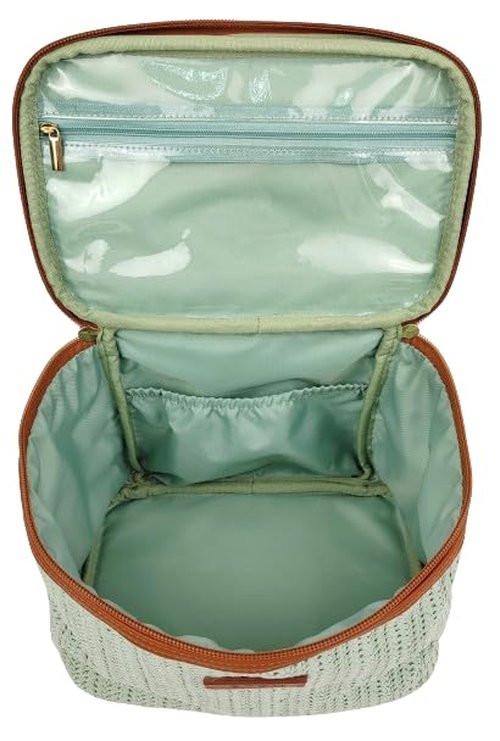 ORB Style - ANEW Cosmetic Bag-CB109MT-Herringbone-Train Case-Mint/Tan