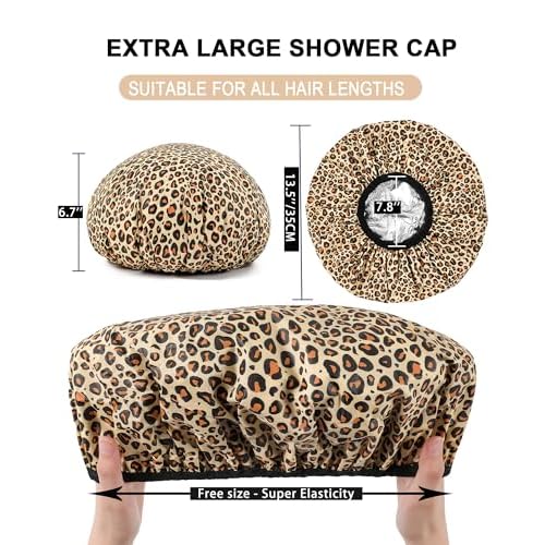 YIZIJIZI 2 Pieces Heat Cap for Deep Conditioning, Conditioning Cap Made of Aluminum Foil for Home and Salon Use, Hair Dyeing£¨Leopard print£©