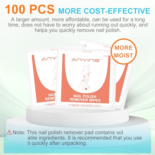 Nail Polish Remover Pads£¬100PCS Nail Polish Remover Wipes Fast Remove with Nutrition Oil Individually Wrapped Professional Nail Salon and Home Use