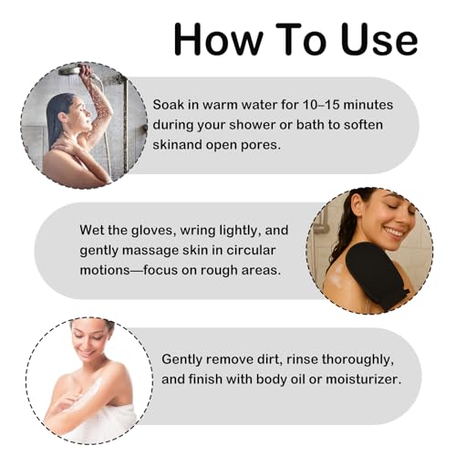 Deep Exfoliating Glove, Korean Exfoliating Mitt for Body Scrub, Dead Skin Removal & Keratosis Pilaris Treatment, Spray and Self Tan Remover