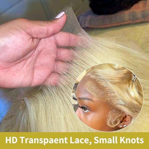 30 Inch 13x6 613 Lace Front Wig Human Hair Body Wave Blonde Lace Front Wigs Human Hair Pre-Plucked Bleached 200% Density 613 Hd Lace Frontal Wigs for Women