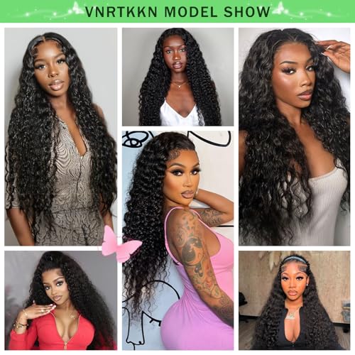 13x6 HD Transparent Deep Wave Lace Front Wigs Human Hair Wig for Women 200% Density Deep Curly Human Hair Wig 24 Inch Wet and Wave Frontal Wigs Human Hair Curly Wig with Baby Hair