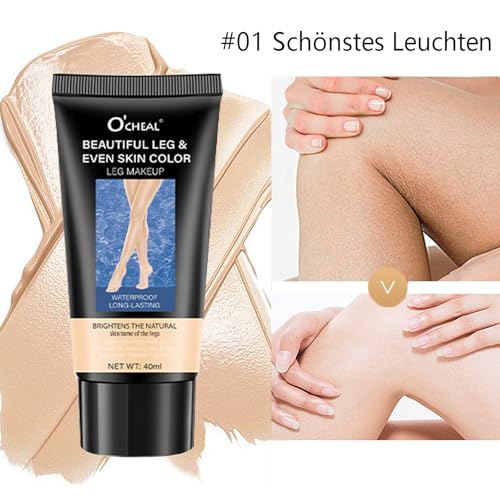 2PCS Leg Makeup Waterproof No Transfer, Leg Vein and Body Cover up Makeup for Tattoo Cover Up/Black Skin, Long Last Body Foundation (Fairest Glow, #01)