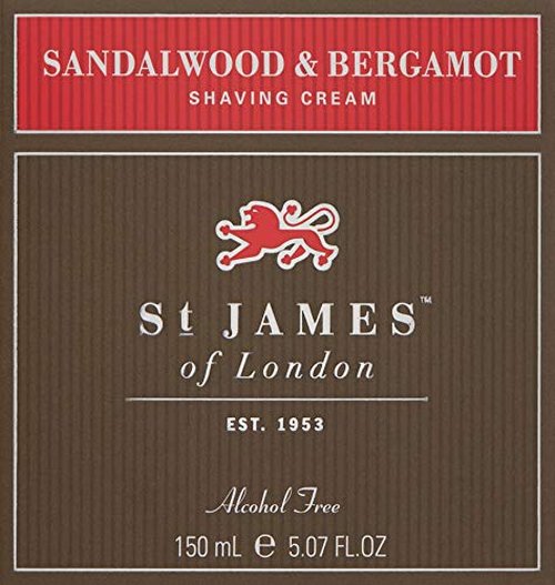 St James of London Sandalwood & Bergamot Shave Cream Jar, 5.07 oz
