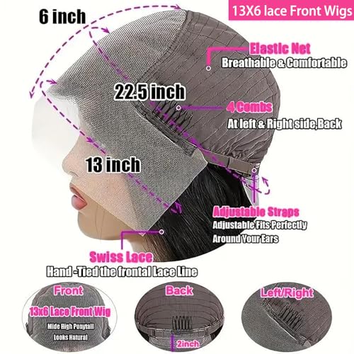 Deep Wave Lace Front Wigs Human Hair 200% Density 13x6 HD Transparent Deep Wave Frontal Wigs Human Hair With Baby Hair(32 Inch)