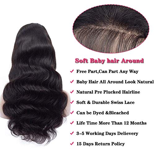 Foreverlove 13x4 HD Lace Front Wigs Human Hair 100% Unprocessed Brazilian Virgin Remy Hair Wigs for Women 200% Density (26 Inch,Body Wave)