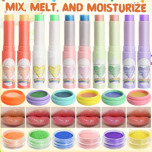 JCOOS DIY Lip Balm Making Kit - Kids Crafts, Make Your Own Lip Gloss, Beeswax & Shea Butter, Moisturizing Tubes