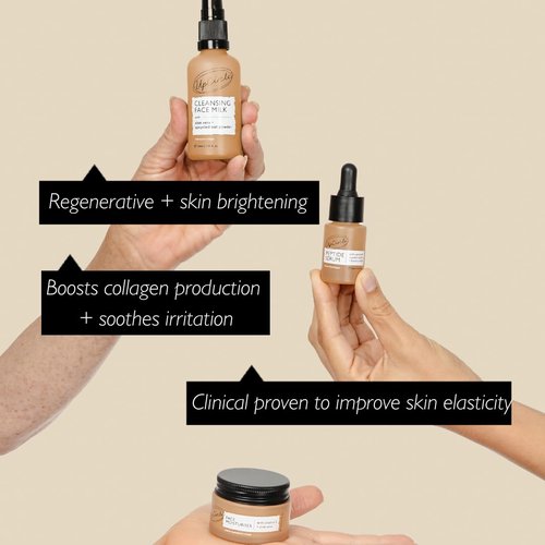 UpCircle Discovery Set – Cleansing Face Milk, Face Moisturiser and Peptide Serum Trio – Vitamin E, Niacinamide + Aloe Vera – Boosts Collagen, Hydrates + Soothes – Vegan + Cruelty-Free