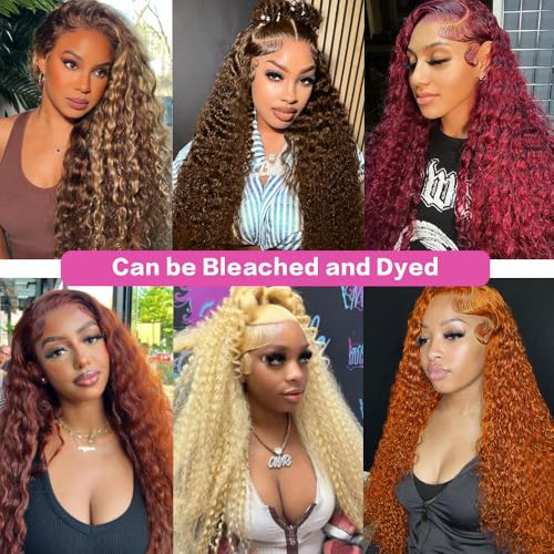 abbildung 24 Inch13x6 Deep Wave Lace Front Wigs Human Hair HD 13x6 Lace Front Wigs Human Hair 200% Density Deep Curly Human Hair Wigs Pre Plcked Deep Wave Frontal Wigs Natural Black wig