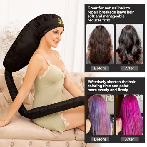 Bonnet Hair Dryer, Hooded Hair Dryer Attachment, Dryer Hooded Diffuser Cap for Curly,Speeds Up Drying Time, Safety Deep Conditioning at Home(Black)