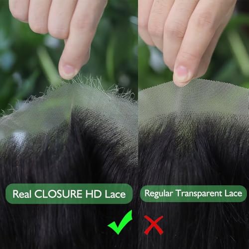 13x4 HD Lace Front Closure Ultra-Thin Invisible Frontal HD Lace Pre Plucked With Baby Hair 12A Silk Straight Brazilian Human Hair Extensions Single Knots 20 Inches