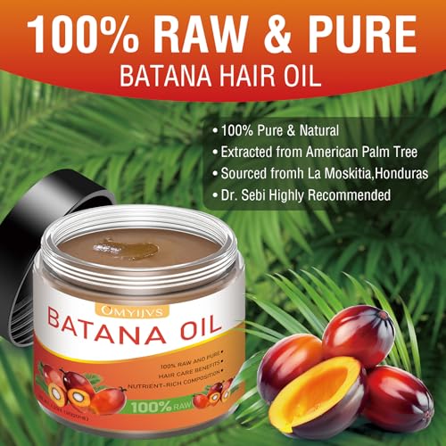 Batana Oil for Hair Growth: 100% Organic & Pure Dr Sebi Unrefined Batana Oil from Honduras - Repairs Damaged Hair - Prevents Hair Loss - Enhances Hair Thickness for Men & Women 4.2 oz