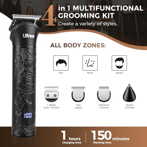 Ufree Beard Trimmer for Men, Foil Shaver Electric Razor, Shavers for Body Face Nose Ear, Cordless Hair Trimmer, Professional Hair Clippers, Mustache Grooming Kit Birthday Gifts for Men