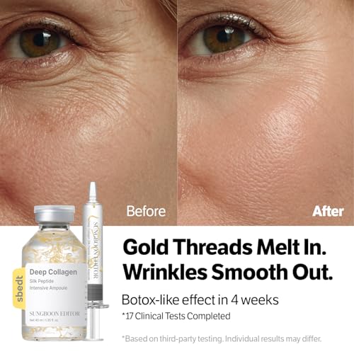 SUNGBOON EDITOR Silk Peptide Intensive Lifting Ampoule | Korean Anti-Aging Serum for Face with Collagen & 30 Peptide Complex | Skin Tightening & Firming (Botox Effect) | 72H Hydration