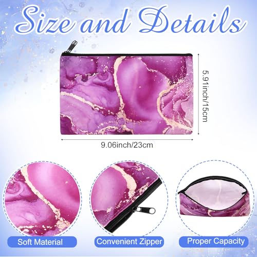 Hillban 36 Pcs Marble Makeup Bags Marble Gifts Cosmetic Bags for Women Travel Toiletry Pouch with Zipper Portable Organizer Pouch for Cosmetics Makeup Brushes, 12 Styles