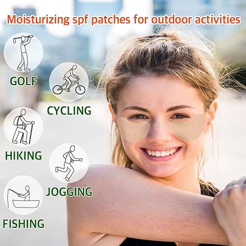 BLOCK&CARE Golf Patches for Sun Protection UV Protection Facial Patches for Outdoor Activities 5Pairs of Sunblock Gel Patches with Skincare Ingredients. (10 PACK, Petit Golf Patch (Medium))