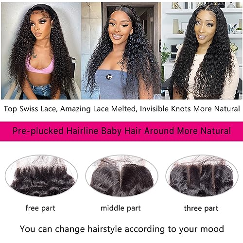 Bundles and Closure Deep Wave Bundles with Closure (20 22 24+18£¬Free Part) Wet and Wavy Hair 3 Bundles with Lace Closure 100% Brazilian Virigin Human Hair Weave Bundles with Closure Natural Color
