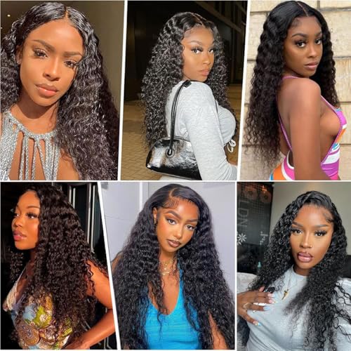 Water Wave Human Hair Bundles 16 18 20 Inch, Curly Bundles Human Hair Wet and Wavy, Soft Brazilian Weave Extensions for Black Women, 285g-300g