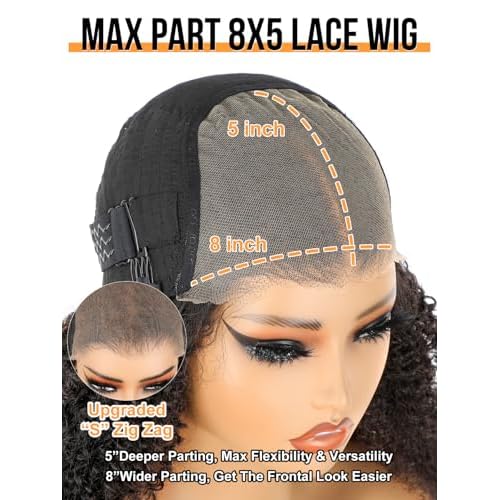 Domiso 26 Inch Afro Kinky Curly Glueless Wigs Human Hair 8X5 M-Cap Lace Pre Cut Lace Front Human Hair Pre Plucked Knots Bleached Beginner Wigs For Women