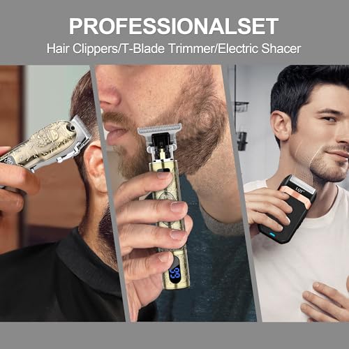 Hair Clippers Set for Men, Hair Clipper Trimmer with LED Display, Professional Cordless Hair Clipper Shaver Beard Trimmer, Hair Cutting Machine for Men, Holiday Gift for Him Father's Day Gift