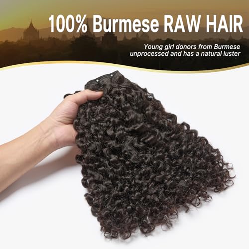 ASHINE Burmese Raw Human Hair Bundles ? Tight Curly Unprocessed 100% Human Hair Single Bundle 16 Inch, Minimal Shedding Natural Black