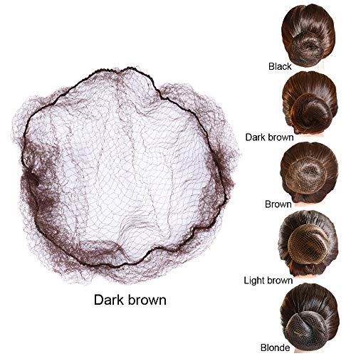 YANTAISIYU 50 Pcs Hair Net 20 Inch Invisible Elastic Mesh Wig nets for Hair Bun Food Service (Bulk Packing,Dark Brown)