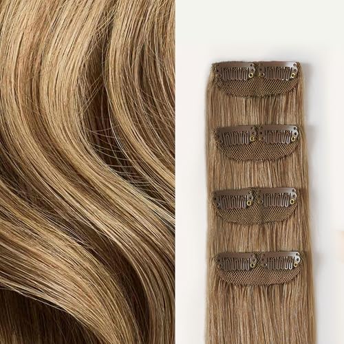Luxy 100% Remy Human Hair ? Scalp Hair Fill-Ins - Clip-Ins for Scalp & Part Line Coverage - Natural Coverage for Thinning Areas, Lightweight Mesh Bands 30 grams 12" Bronde Balayage Scalp
