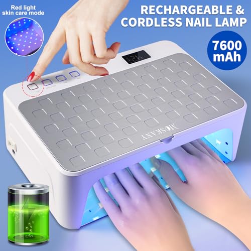 Cordless UV Led Nail Lamp,Large Size Gel Nail Light Professional,UV Lamp Nail Dryer for Gel Polish,Rechargeable Cure Lamp,Flash Cure Light for Nails (White)