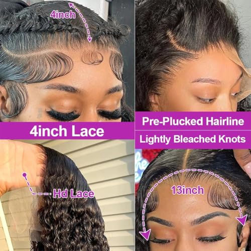 34 Inch Deep Wave Lace Front Wigs Human Hair Wig for Woman 13x4 Hd Deep Curly Lace Front Wig Human Hair Pre Plucked Deep Wave Lace Frontal Wigs
