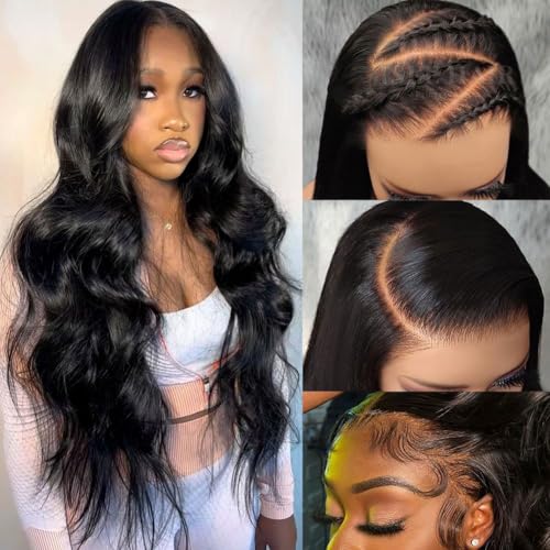 VIPbeauty 13x6 Body Wave Lace Front Wigs Human Hair Pre Plucked Bleached Knots with Baby Hair 180 Density Glueless Wigs for Women HD Transparent Full Lace Frontal Wigs with Natural Hairline 20 Inch