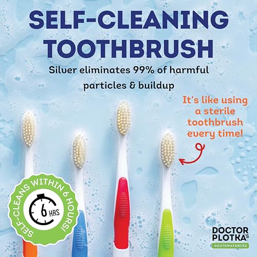 MOUTHWATCHERS Soft Flossing Manual Toothbrush for Adults, 2 Pack, Ultra Clean, Good for Sensitive Teeth and Gums, by Dr. Plotka's, Colors May Vary