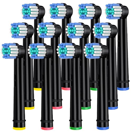 Replacement Heads for Oral B,12 Pack Soft Electric Toothbrush Heads,Deep and Precise Cleaning for Oral B Braun Pro1000/1500/7500/3000/7000/8000/500 and More(Black)