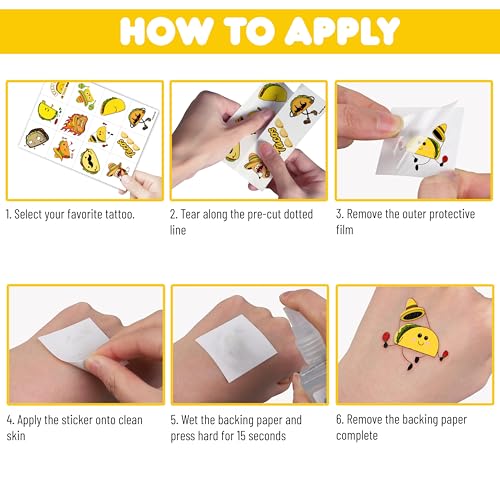 96 PCS Taco Bout Love Birthday Party Decorations Favors Supplies Pre-Cut Temporary Tattoos Decor Mexican Fiesta Taco Twosday Tuesday Stickers For Boys Girls Gift School Prizes Rewards