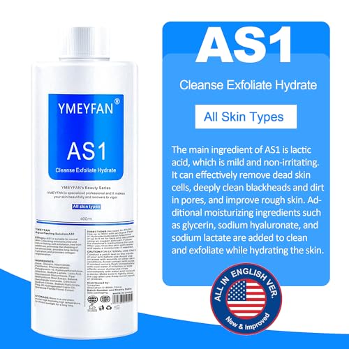 YMEYFAN AS1 Solution for Hydrate Facial Machine (English Ver.), AS1 SA2 AO3 Aqua Peeling Solution for Hydrogen Oxygen Facial Machine, Nourishing Exfoliate Serums for Face Skin Care(400ml x 3Bottles)