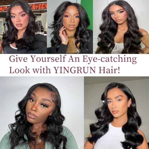 Bob Wig Human Hair 13x4 Body Wave Lace Front Wigs Human Hair 200% Density Human Hair Wigs for Black Women with Baby Hair (20 Inch, Natural Black)