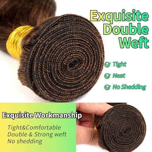 Human Hair Bundles Body Wave Light Brown, 16 Inch - 1 Bundle, Antousha Body Wave Bundles Human Hair 12A Brazilian Virgin Wavy Hair Bundles for Women