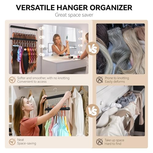 2 Pack Hair Extension Holder & Hanger ? Braiding Rack Stackable Hair Extension Storage Rack for Styling, Rotatable Wig Organizer Stand for Wigs, Hairpieces, Clip/Tape Ins and Accessories