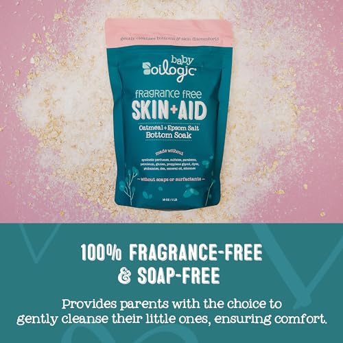 Oilogic Oatmeal Epsom Salt Bath Soak for Babies - Gentle Baby Bath Essentials Soothe & Cleanse Baby Bottoms - Fragrance-Free & Pediatrician-Tested Bathing Skin Care, 16 Oz