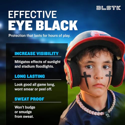Sports Eye Black Temporary Tattoos (Cross - 6 Pack) Made in The USA No Grease, No Mess, Fast Application Eye Black Accessories for Football, Baseball, Softball, Lacrosse & More