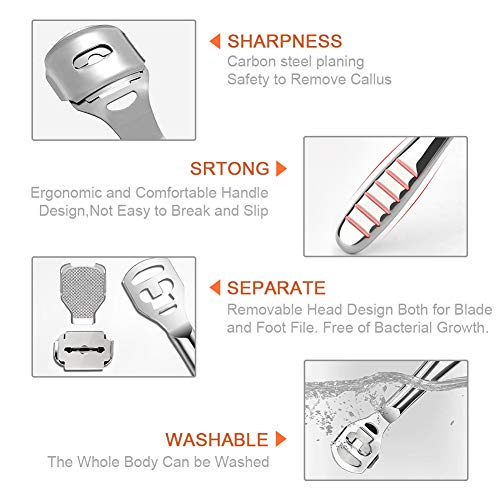 Codream Pedicure Callus Shaver Foot File Care Hard Skin Remover Callus Shaver Sets with Case, Foot File Heads & 10 Replacement Blade
