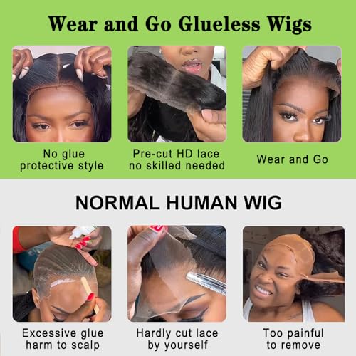 32 Inch Glueless Wigs Human Hair Pre Plucked Pre Cut 180% Density Wear and Go Glueless Wig Human Hair 13x4 HD Body Wave Lace Front Wigs Human Hair for Women Frontal Wigs with Baby Hair