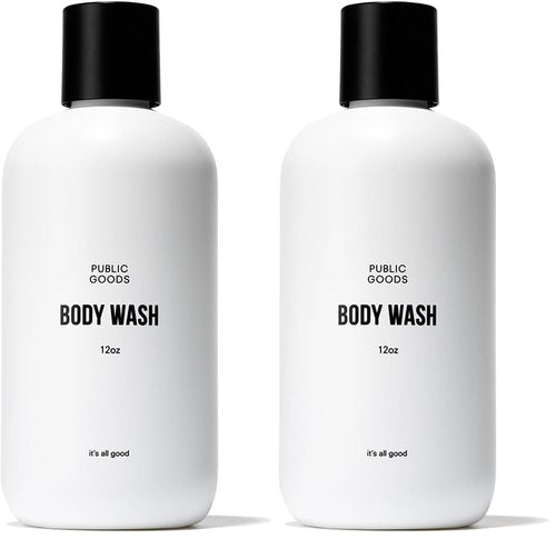 Public Goods Body Wash for Men and Women | Natural Soap for Bath & Shower | Body Scrub Made with Organic Essential Oils | Sulfate & Paraben Free | Vegan Friendly | 12 Fl Oz Bottle (Pack of 2)
