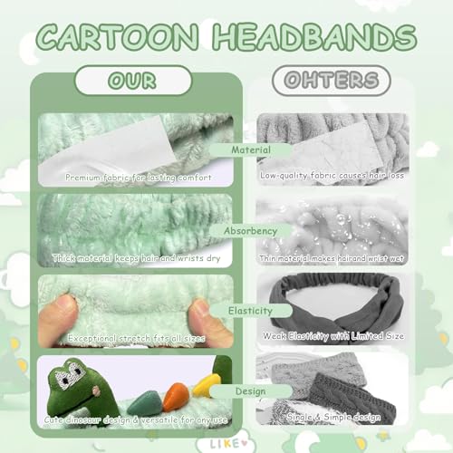 Funny Dinosaur Headband Cute Animal Cat Duck Frog Dinosaur Snail Kawaii Spa Headband Hair Accessories for Washing Face Shower Sports Beauty Skincare (Style 19)
