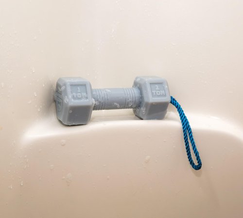 BigMouth Dumbbell Soap On Rope, Gray, Medium