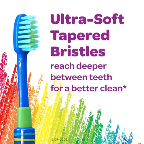 GUM Crayola Deep Clean Children¡¯s Toothbrush, Extra Soft Toothbrush for Kids, Suction Cup Base, Ages 4+, 1 Count(Pack of 4)